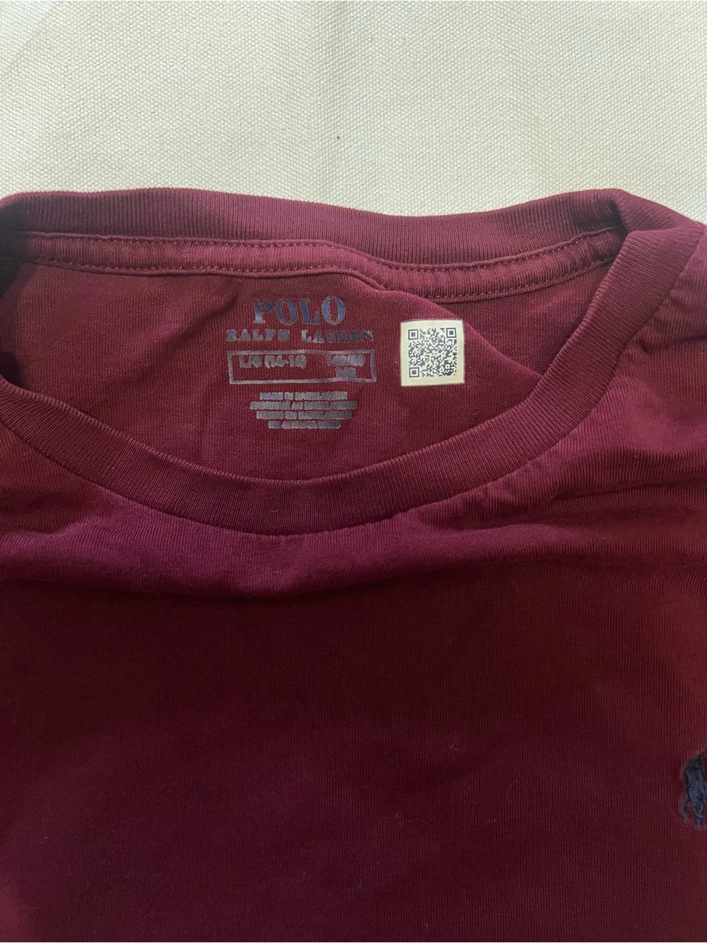 Polo by Ralph Lauren boys’ Crew Neck T-Shirt Navy & Burgundy L (14-16) like new